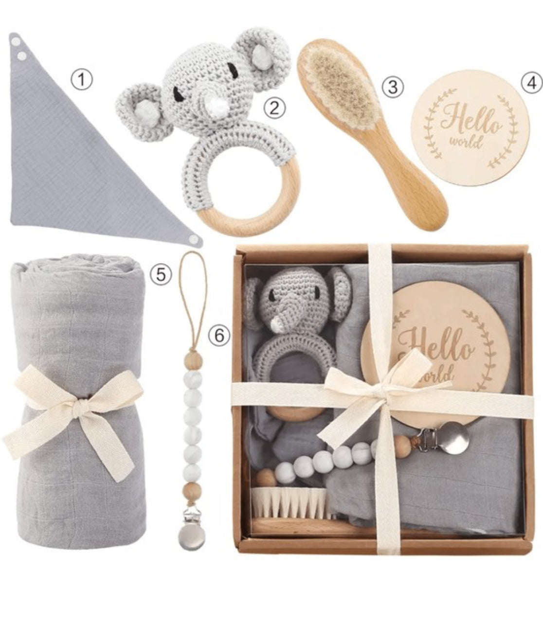 6 PC BABY GIFT SET WITH BRUSH