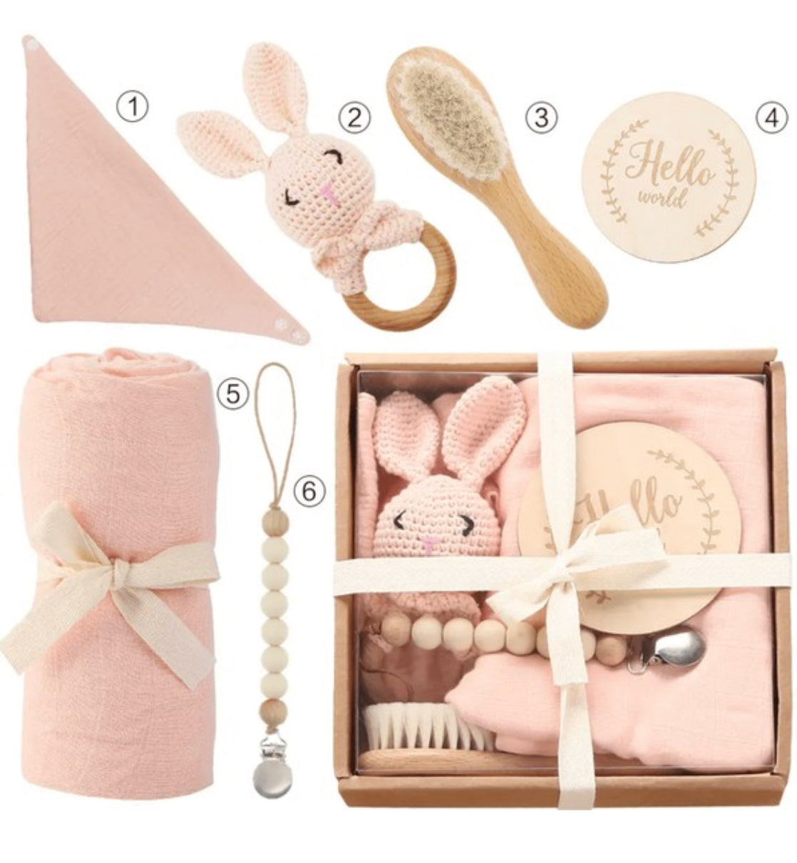6 PC BABY GIFT SET WITH BRUSH