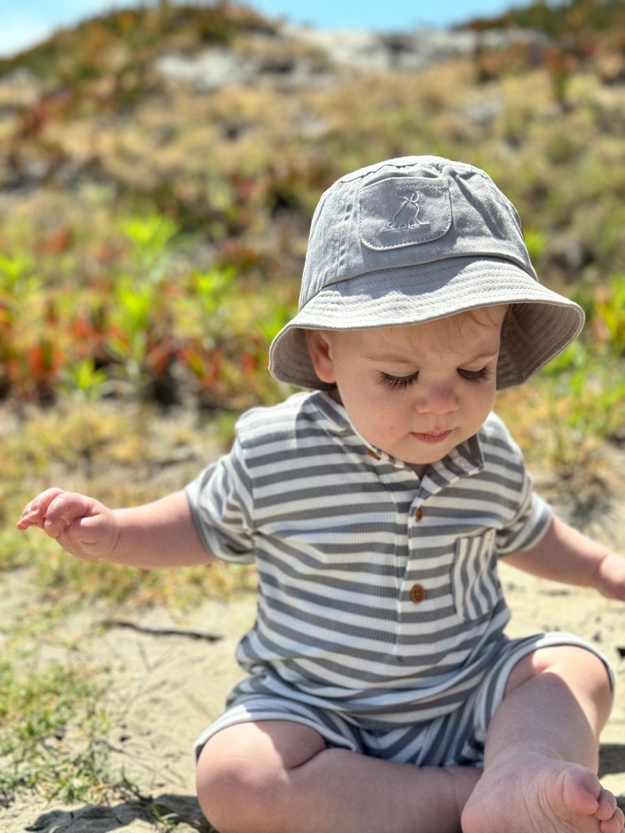 MH GREY STIPE ROMPER