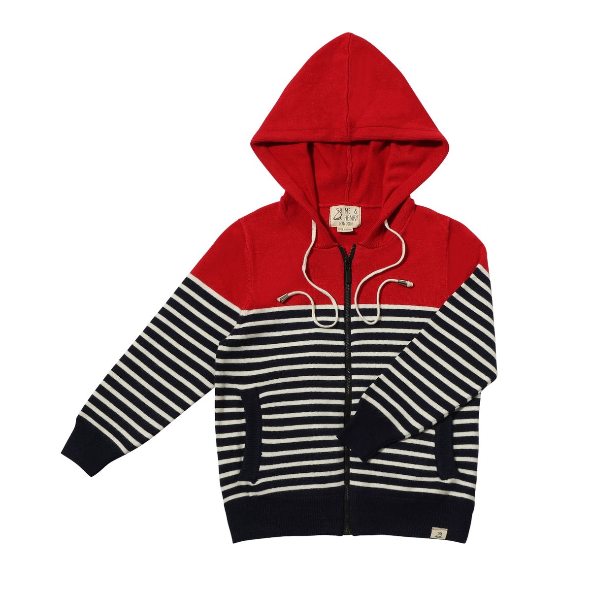 ME & HENRY SRTIPPED RED ZIP