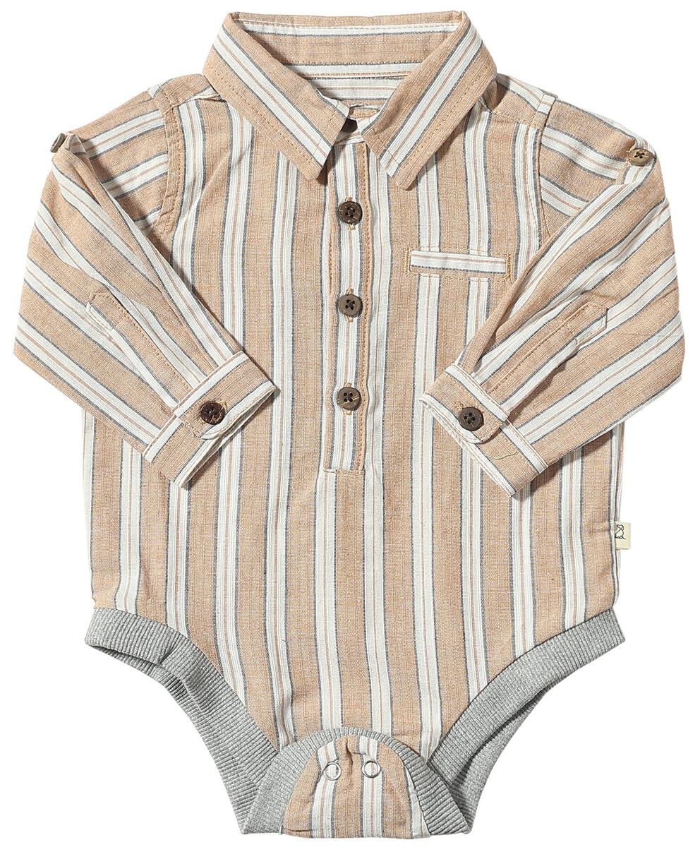 MH TAN & BALCK WOVEN ONESIE