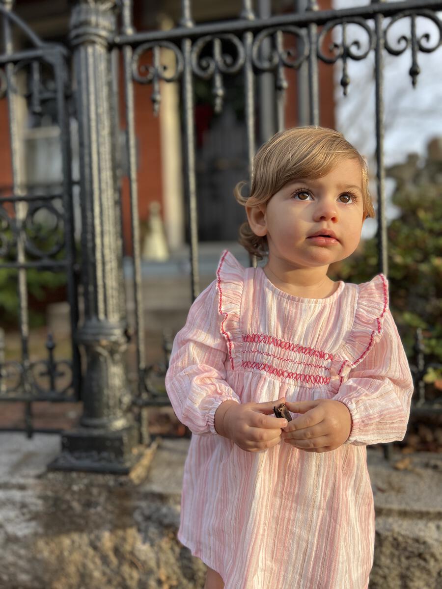 POPPET & FOX PINK DRESS WITH GOLD INLAY