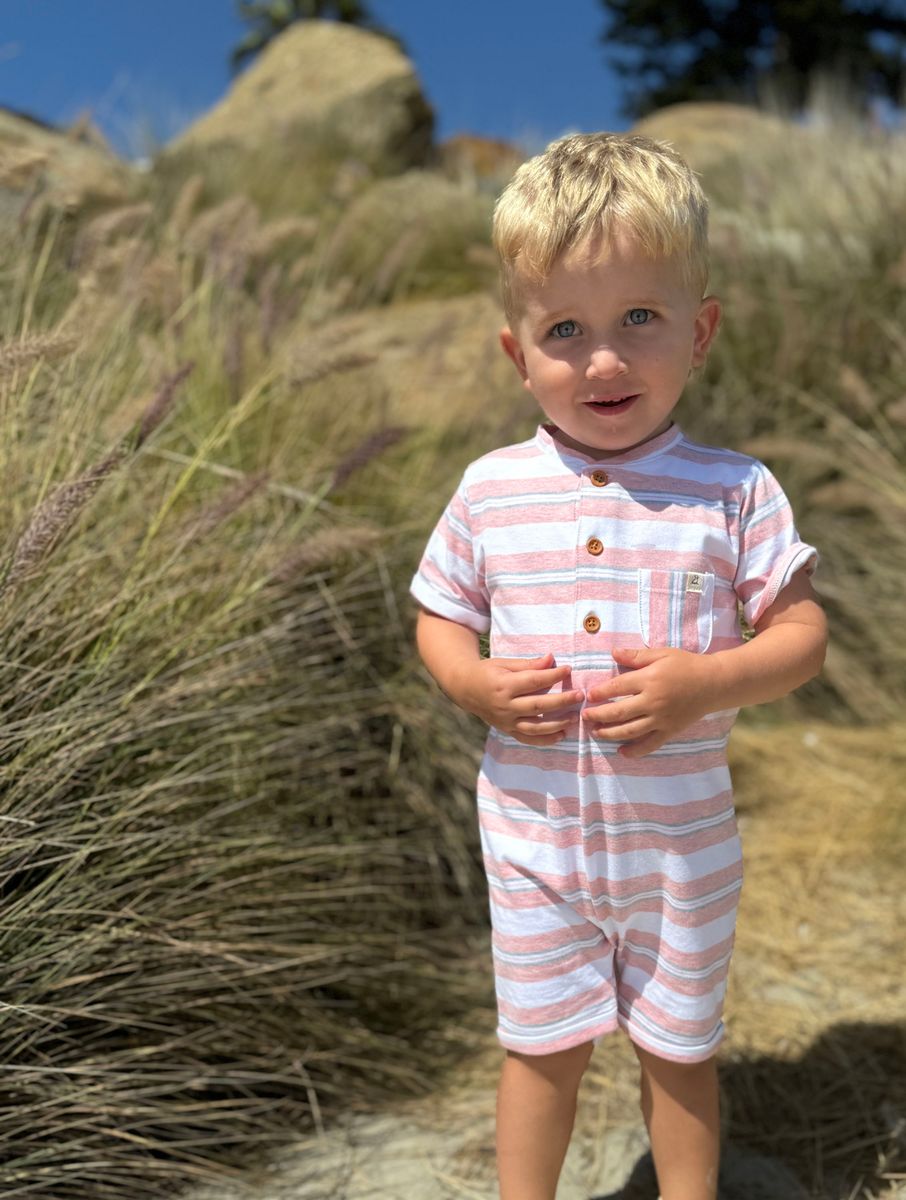 ME & HENRY PINK STRIP ROMPER