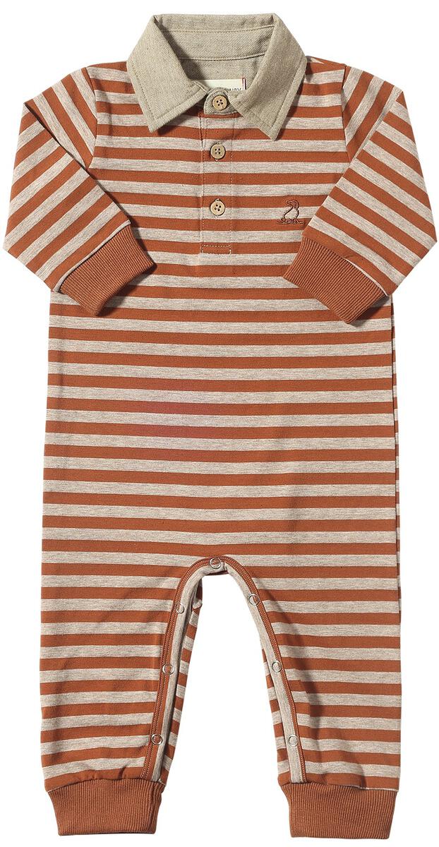 MH RUST STRIPED ROMPER POLO