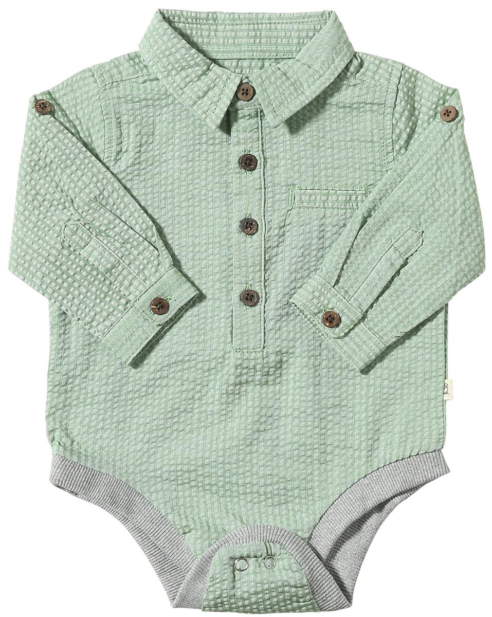 MH SAGE GREEN SEERSUCKER ONESIE