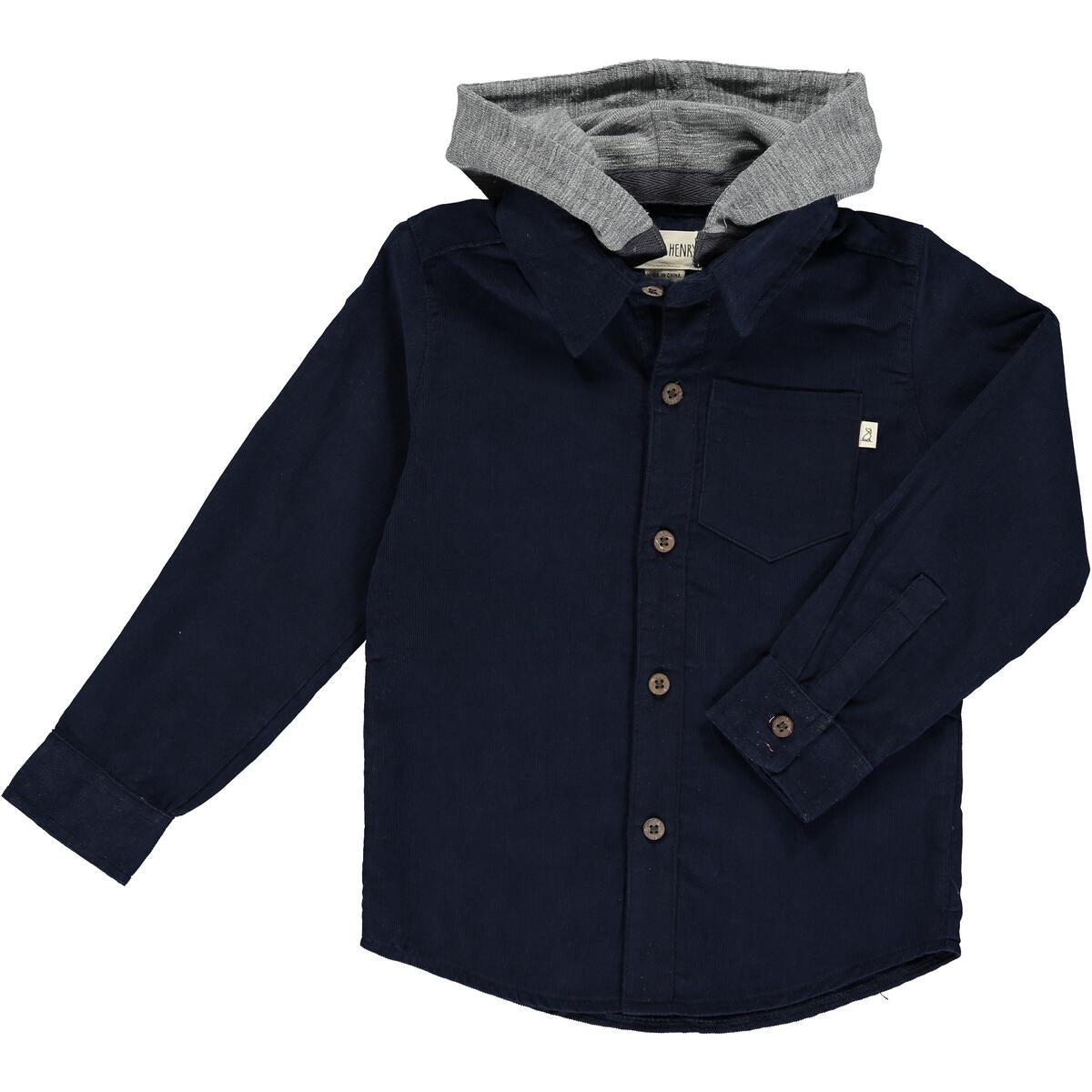 ME & HENRY NAVY CORD HOODED SHIRT