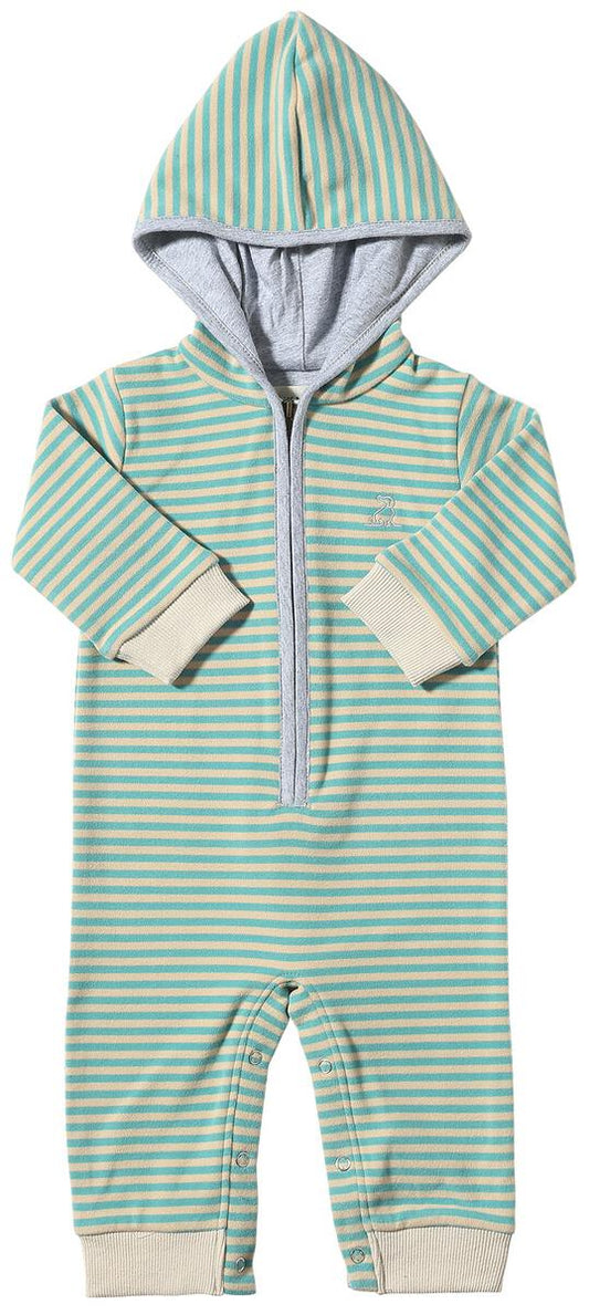 ME & HENRY TEAL HOODED ROMPER